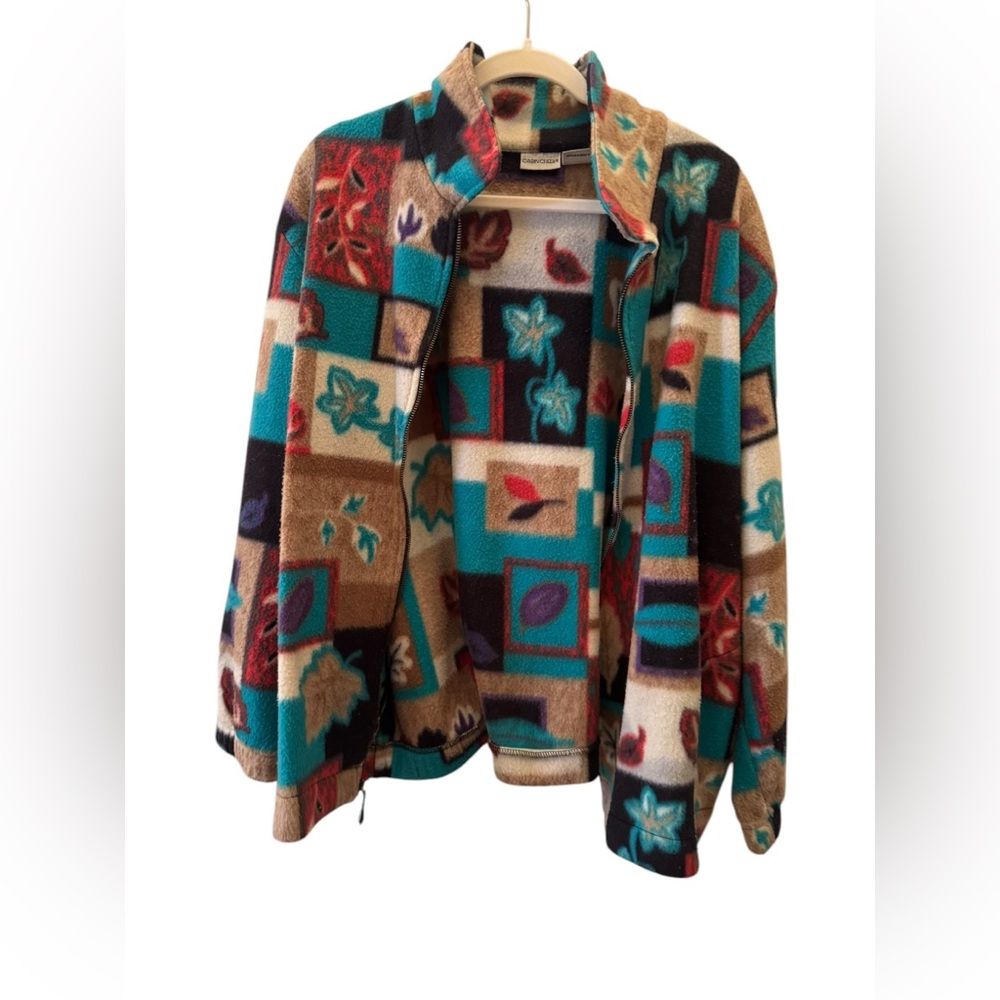 Cabin Creek | Vintage 90's Autumn Leaf Novelty Zip Up Jacket | SIze 2X